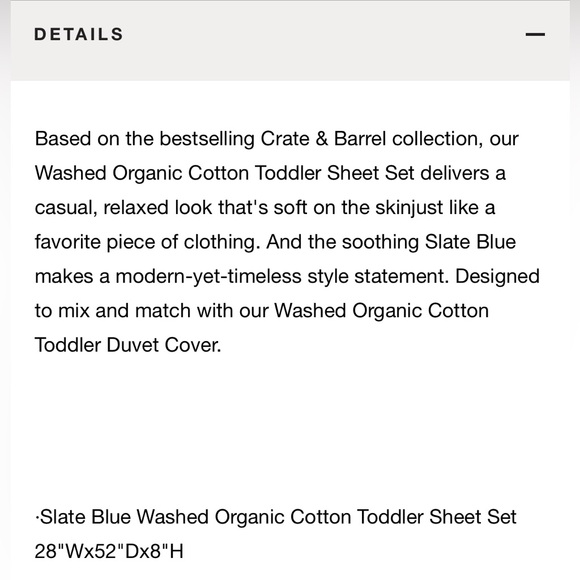 Crate and Barrel Organic Cotton Toddler Sheet Set in Slate Blue - Picture 2 of 2